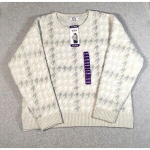 NEW 525 Women's XXL Super Soft Crewneck Pullover Lurex Off White Sweater